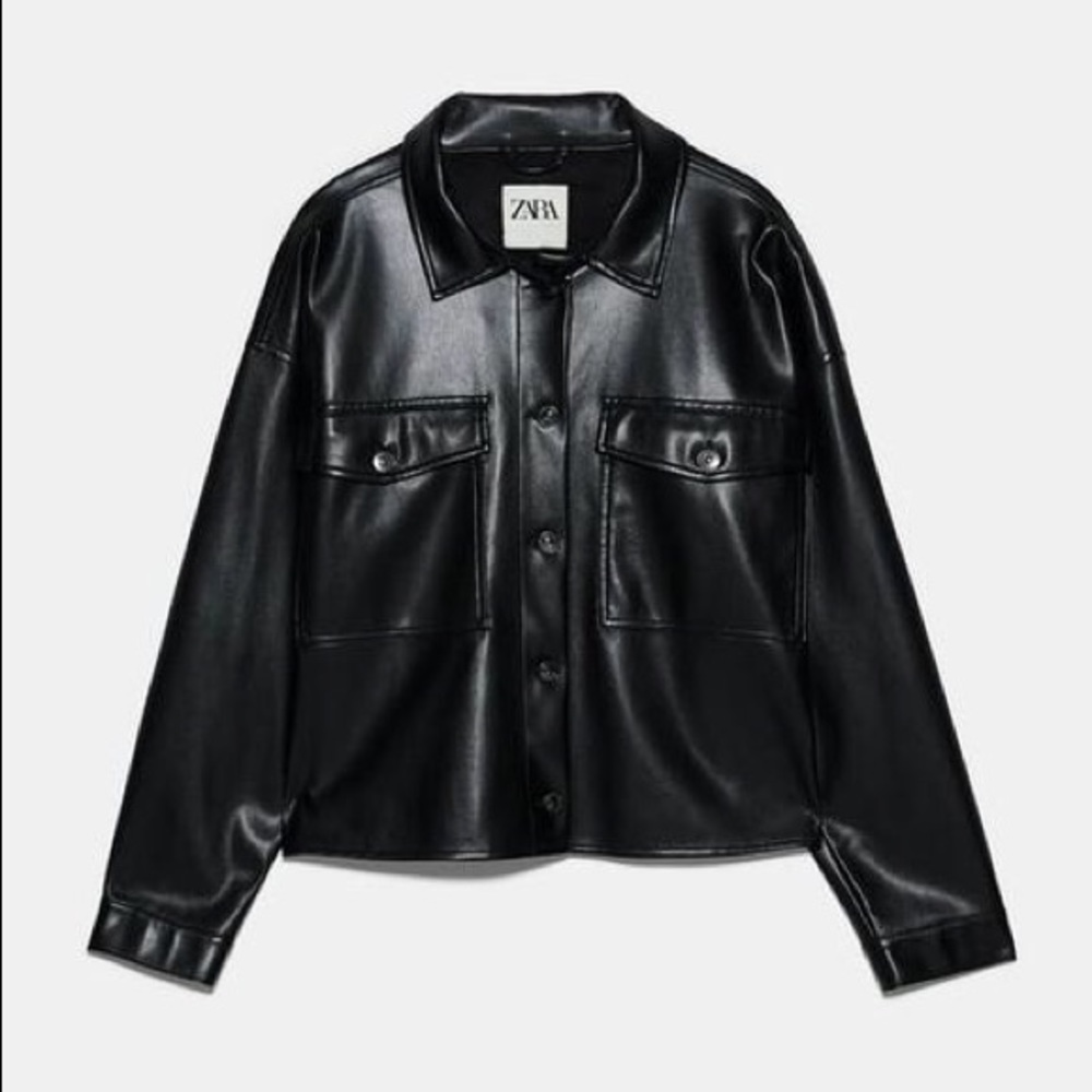 Faux Leather Overshirt Zara